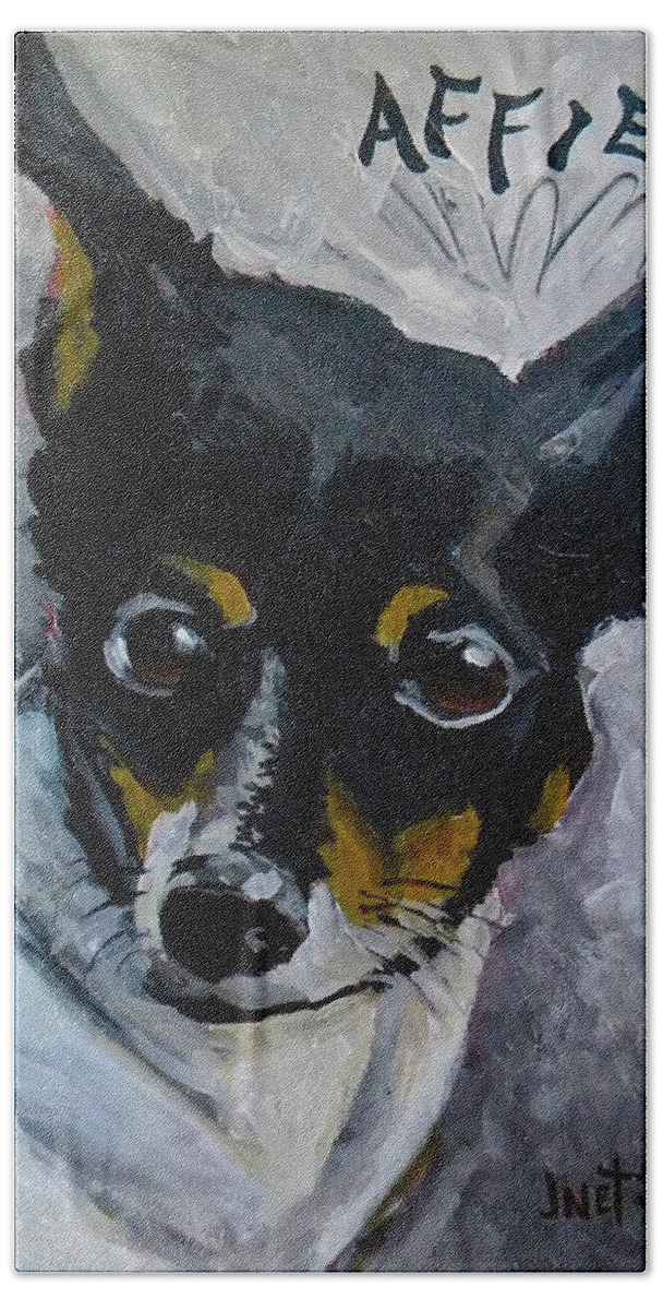 Dog Bath Towel featuring the painting Affie by Jeanette Jarmon