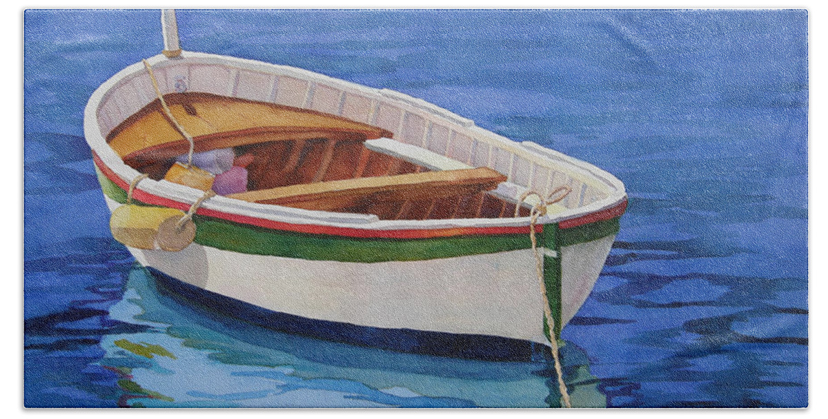 Boat Bath Towel featuring the painting Afloat by Judy Mercer