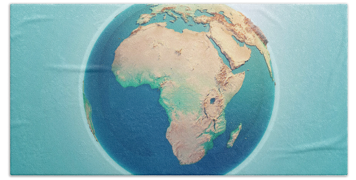 Africa Hand Towel featuring the digital art Africa 3D Render Planet Earth by Frank Ramspott