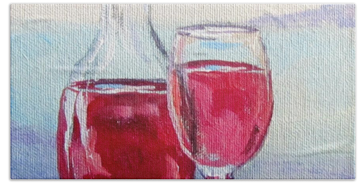 Wine Hand Towel featuring the painting After 5 by Barbara O'Toole
