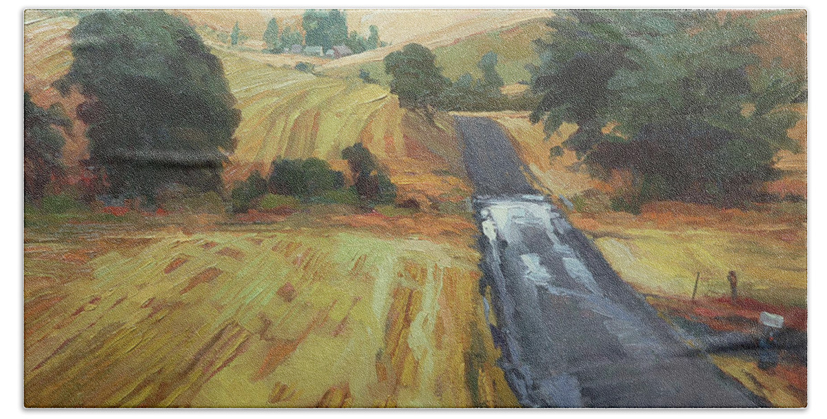 Country Hand Towel featuring the painting After the Harvest Rain by Steve Henderson