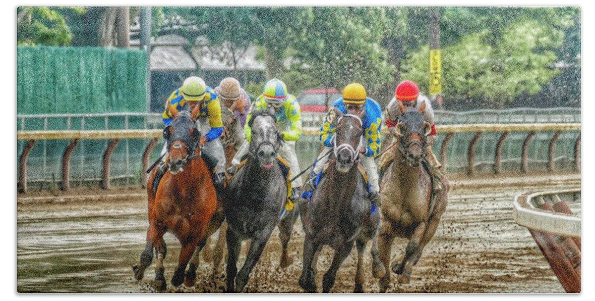 Race Horses Bath Towel featuring the photograph After the Rain by Jeffrey PERKINS