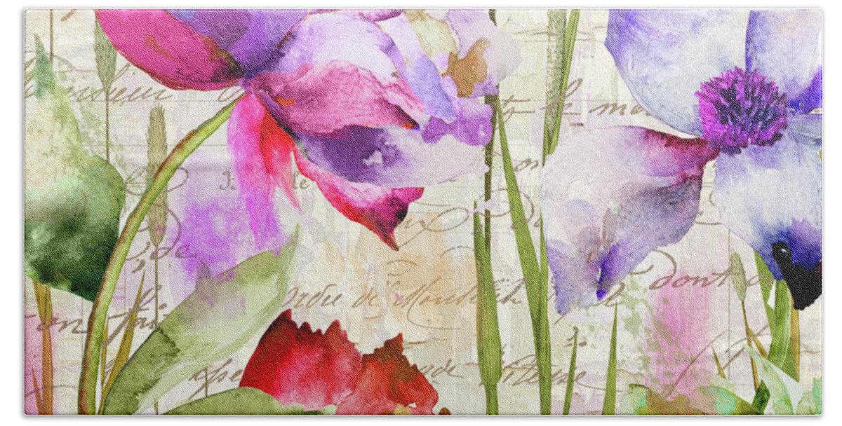 Peonies Hand Towel featuring the painting Afterglow I by Mindy Sommers