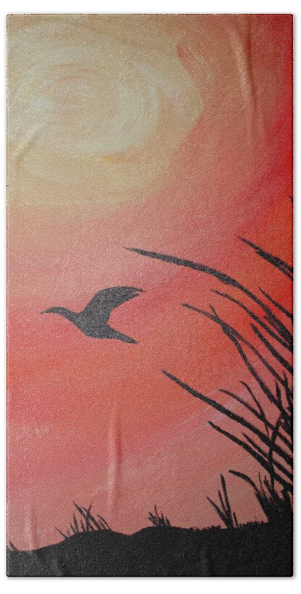 Sun Hand Towel featuring the painting Afternoon Flight by Susan Voidets
