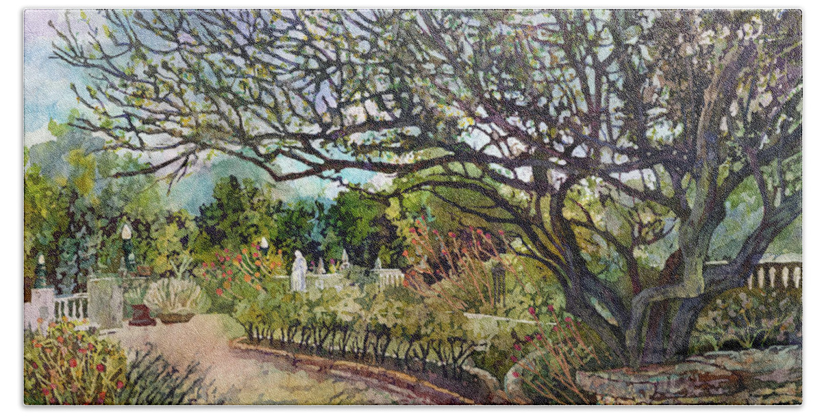Tree Hand Towel featuring the painting Afternoon Stroll by Hailey E Herrera