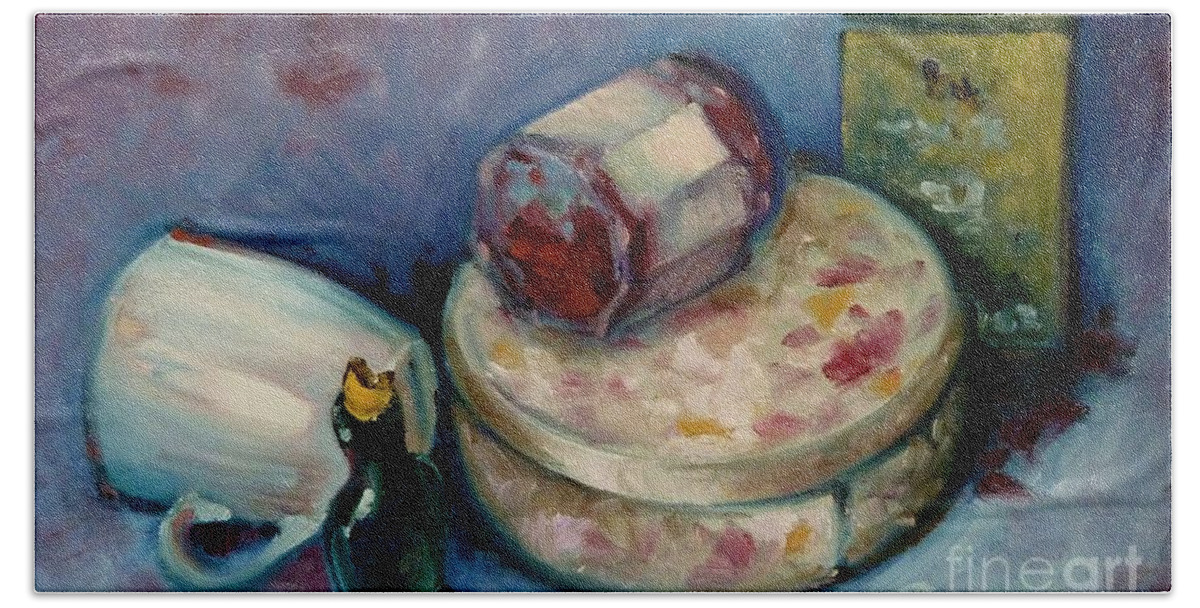 Tea Bath Towel featuring the painting Afternoon tea by K M Pawelec