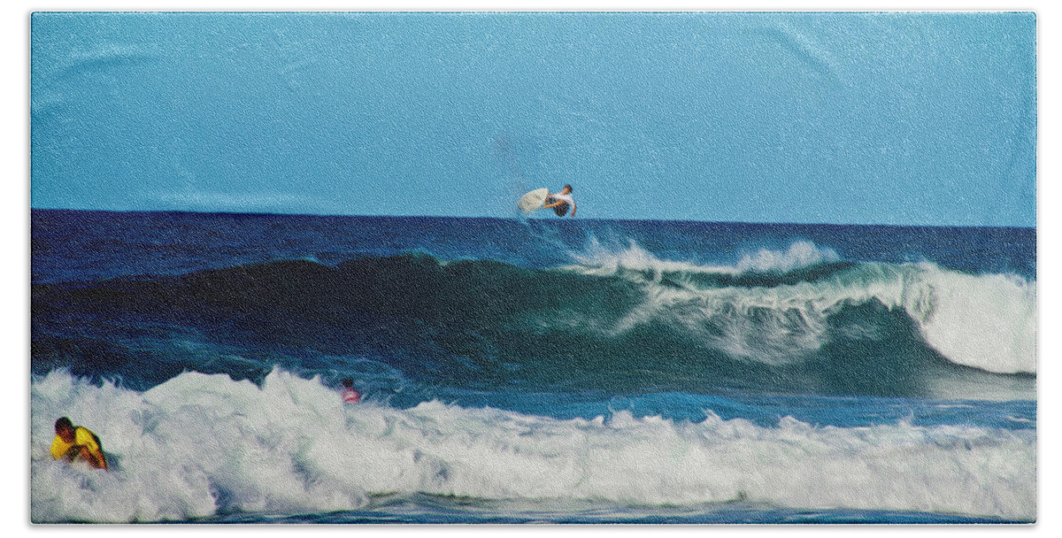 Surfing Hand Towel featuring the photograph Air bourne by Stuart Manning