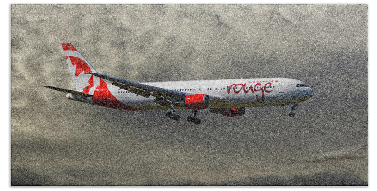 Air Canada Hand Towel featuring the photograph Air Canada Rouge Boeing 767-35H by Smart Aviation