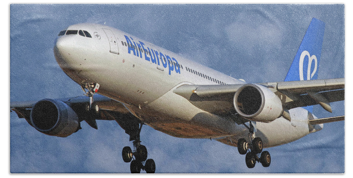 Air Europa Hand Towel featuring the photograph Air Europa Airbus A330-202 1 by Smart Aviation