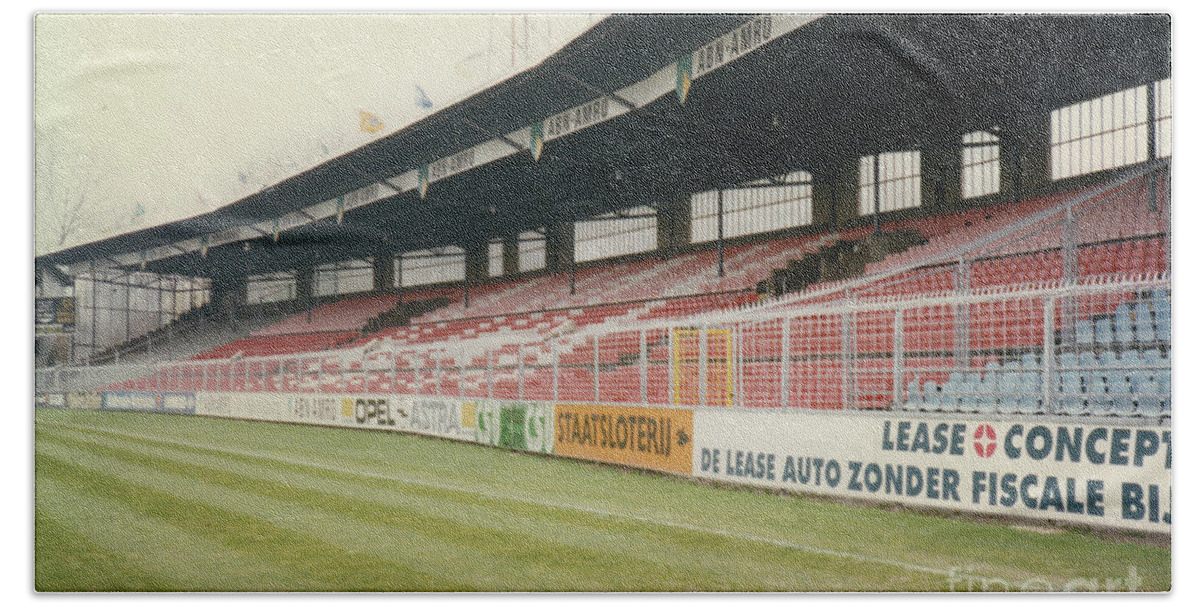Ajax Hand Towel featuring the photograph Ajax Amsterdam - De Meer Stadion - North Side Grandstand 1 - April 1996 by Legendary Football Grounds