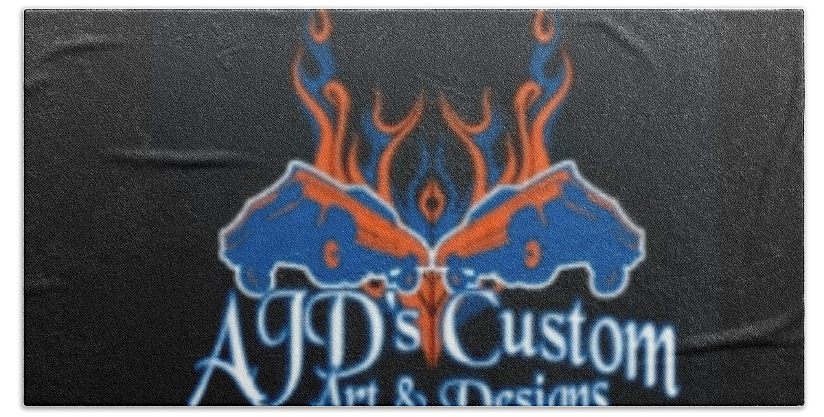  Hand Towel featuring the digital art AJD's Custom lowrider logo by Andrew De Santos