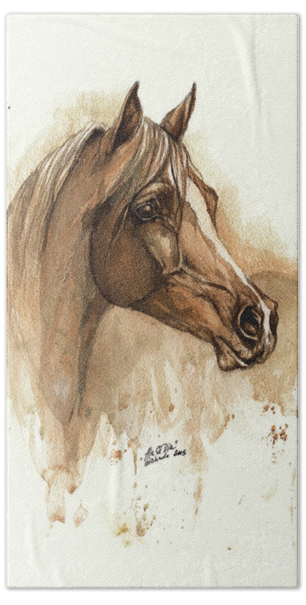 Horse Bath Towel featuring the painting Ala El Din by Ang El