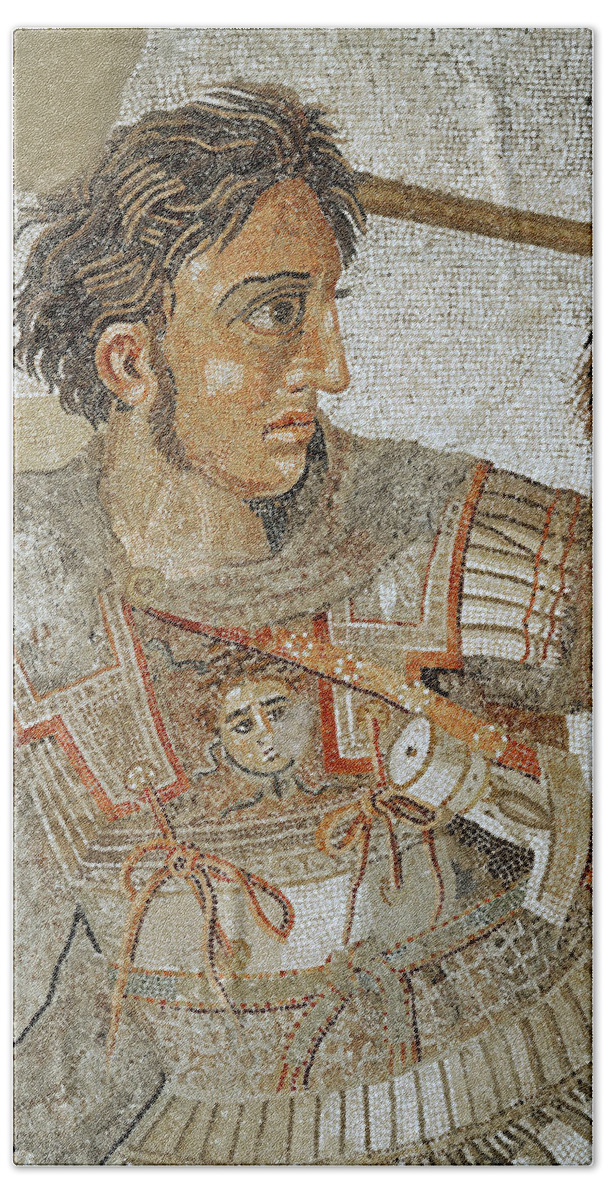 Alexander The Great Hand Towel featuring the mixed media Alexander The Great by Roman School
