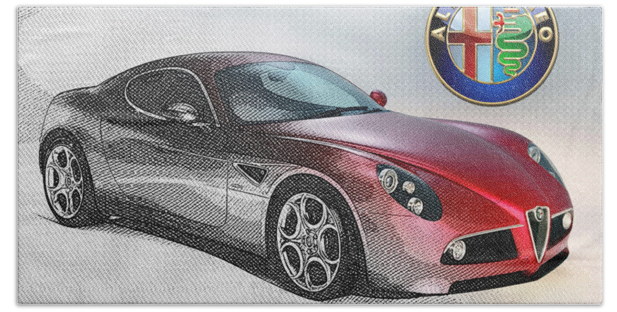 Wheels Of Fortune By Serge Averbukh Hand Towel featuring the photograph Alfa Romeo 8C Competizione by Serge Averbukh