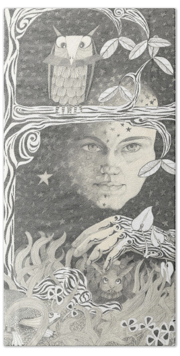 Alice Bath Towel featuring the drawing Alice Syndrome by Melinda Dare Benfield