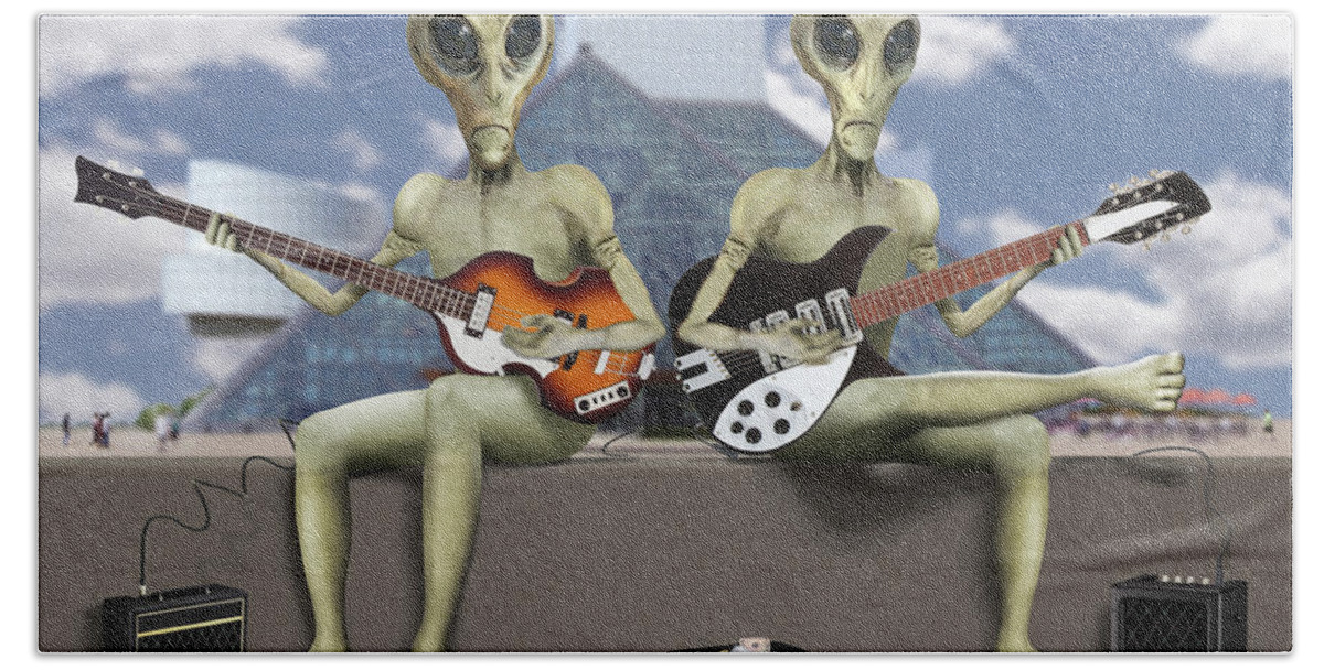 Aliens Bath Towel featuring the photograph Alien Vacation - Trying To Make Ends Meet by Mike McGlothlen