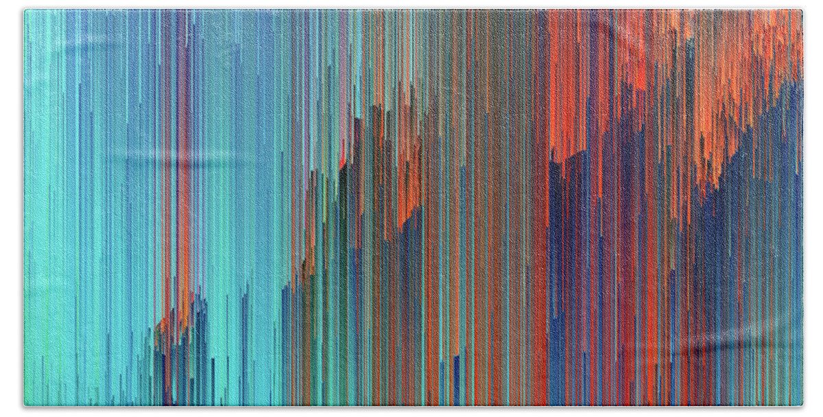 Glitch Bath Towel featuring the digital art All About Us - Abstract Pixel Art by Jennifer Walsh