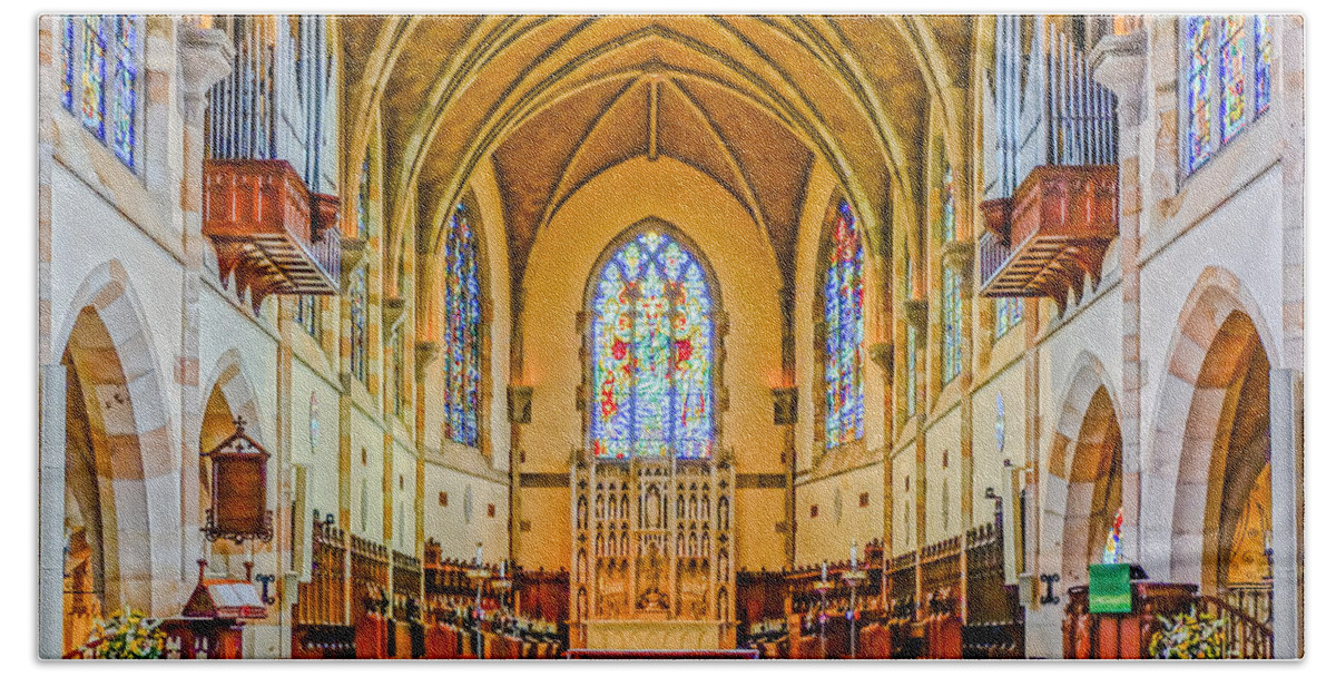 All Saints Chapel Bath Towel featuring the photograph All Saints Chapel, Interior by Tom and Pat Cory