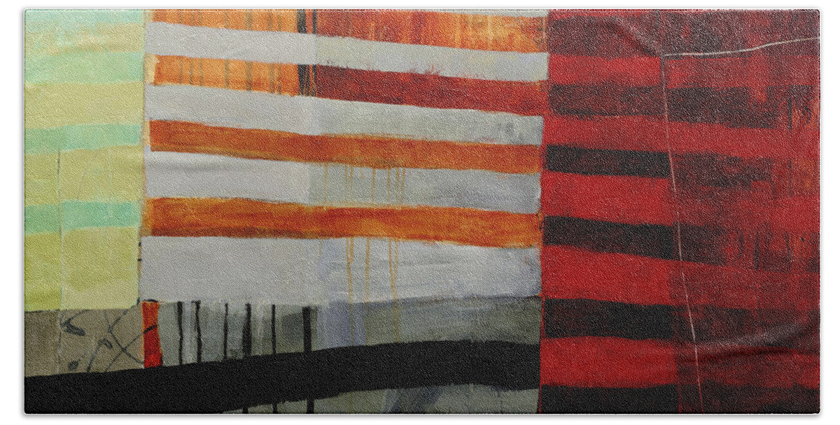 Abstract Art Hand Towel featuring the painting All Stripes 1 by Jane Davies