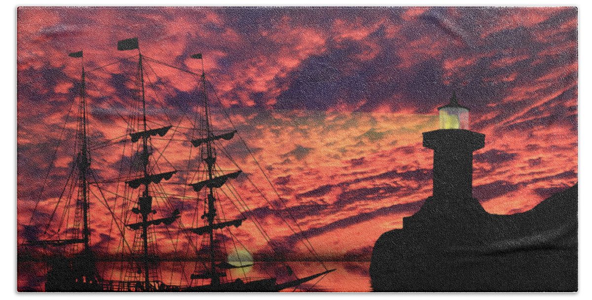 Pirate Ship Hand Towel featuring the photograph Almost Home by Shane Bechler