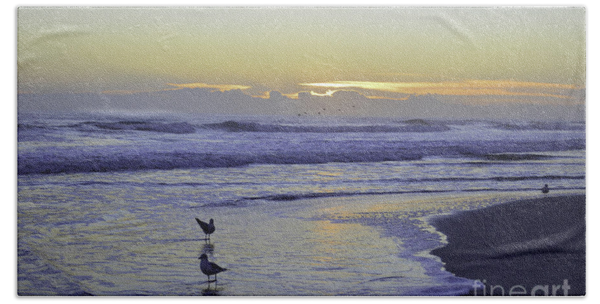Atlantic Ocean Hand Towel featuring the photograph Almost sunrise by Julianne Felton