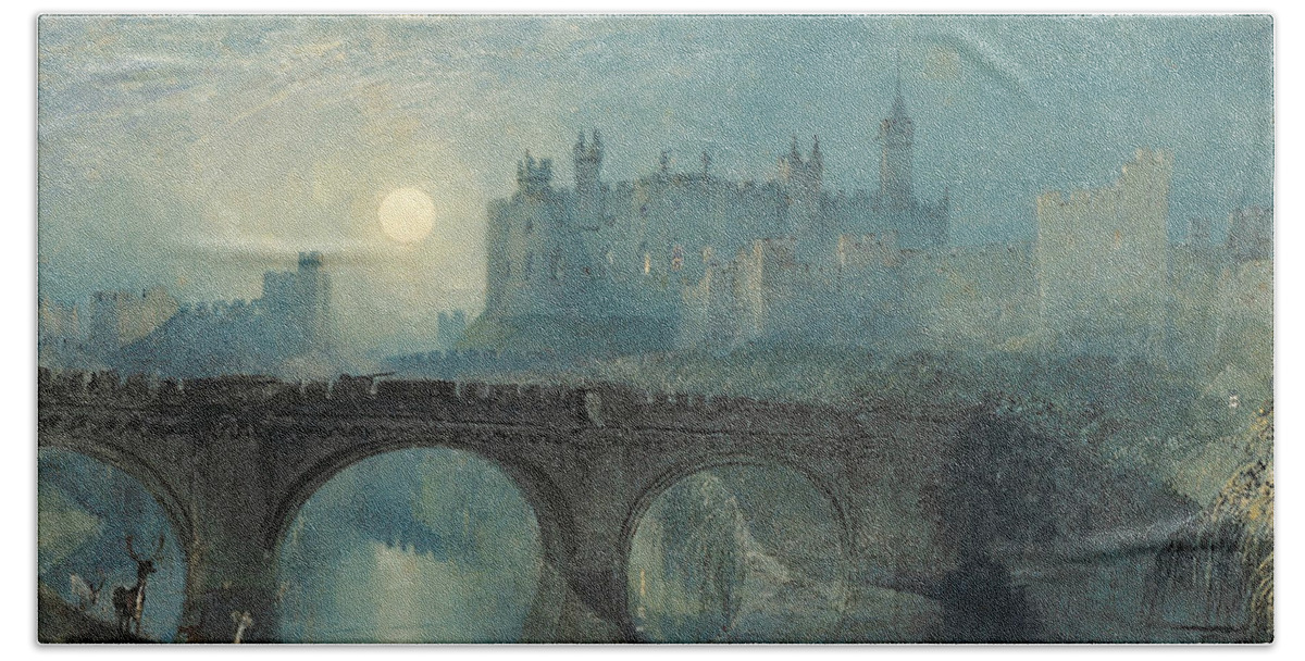 English Painters Bath Towel featuring the painting Alnwick Castle by Joseph Mallord William Turner
