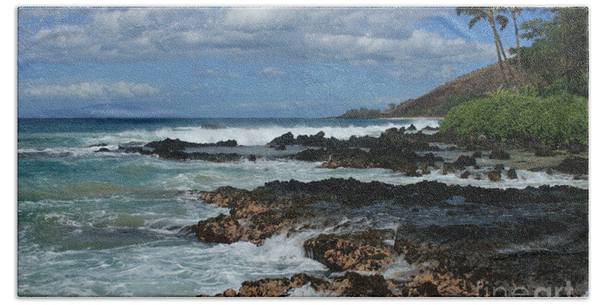 Aloha Bath Towel featuring the photograph Aloha Island Dreams Paako Beach Makena Secret Cove Hawaii by Sharon Mau