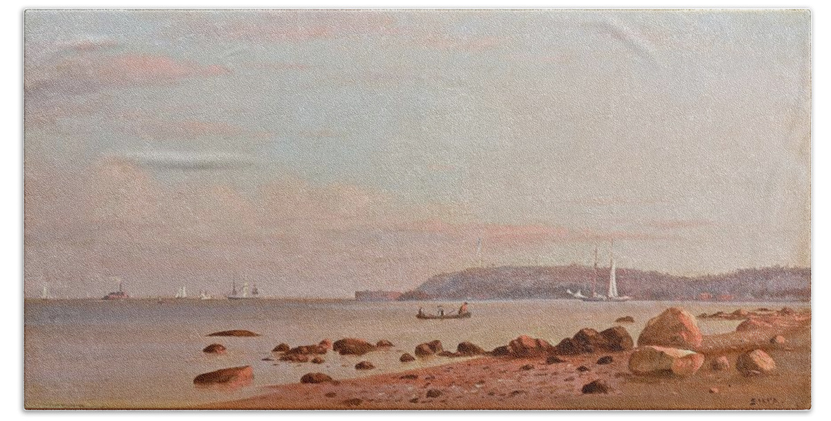 Along The New England Coast By Francis Augustus Silva Bath Towel featuring the painting Along The New England Coast by Francis Augustus Silva