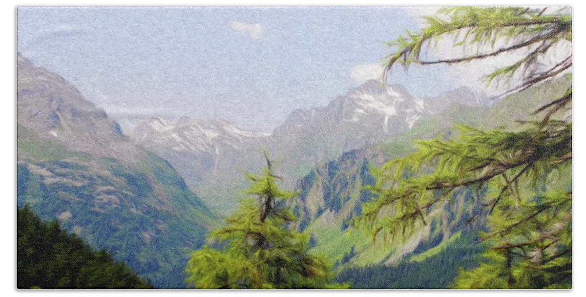 Alpine Hand Towel featuring the painting Alpine Altitude by Jeffrey Kolker