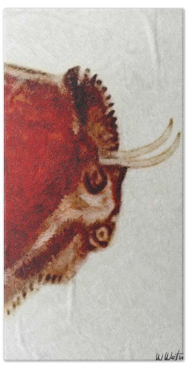 Altamira Bath Towel featuring the digital art Altamira Prehistoric Bison Detail by Weston Westmoreland