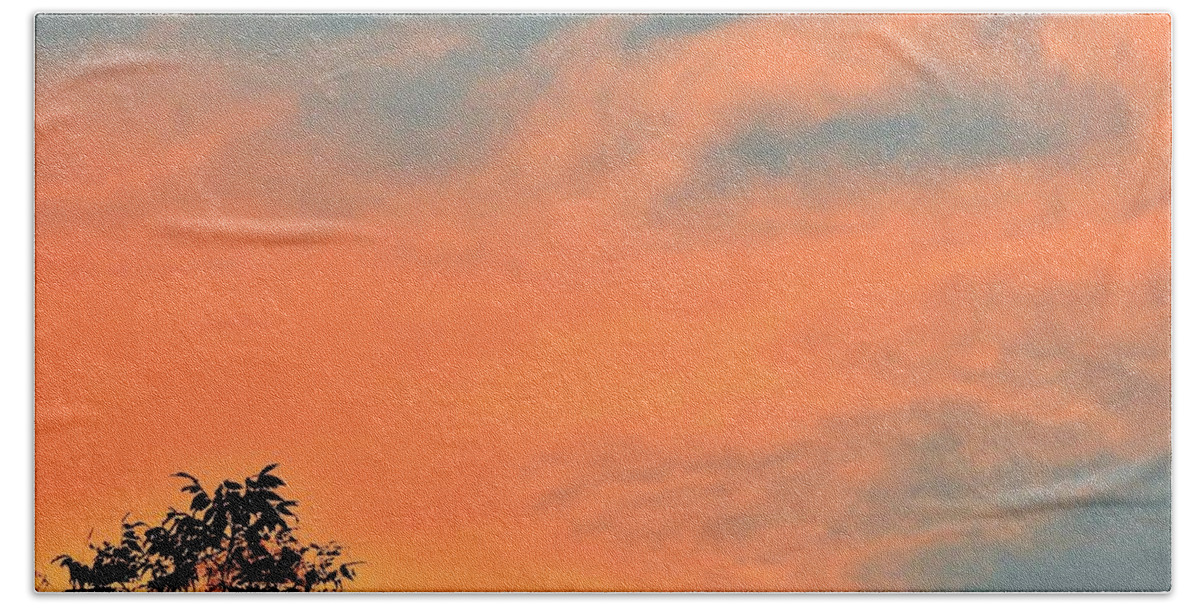 Sky Bath Towel featuring the photograph Amazing Peach Sky by Jan Gelders