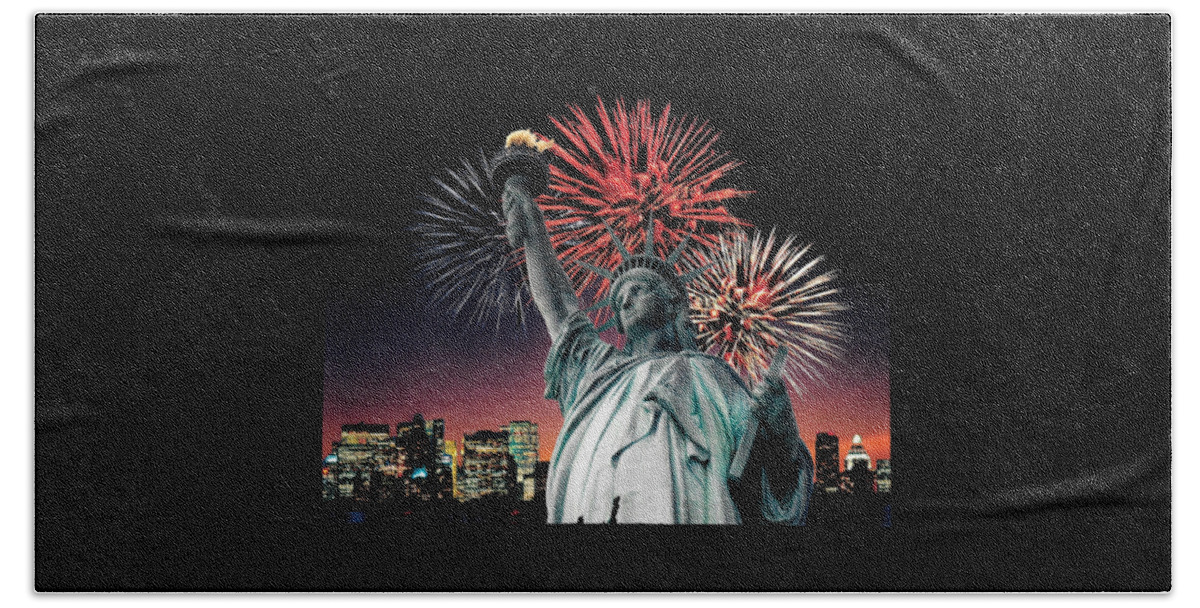 America Hand Towel featuring the painting America the Beautiful by Herb Strobino