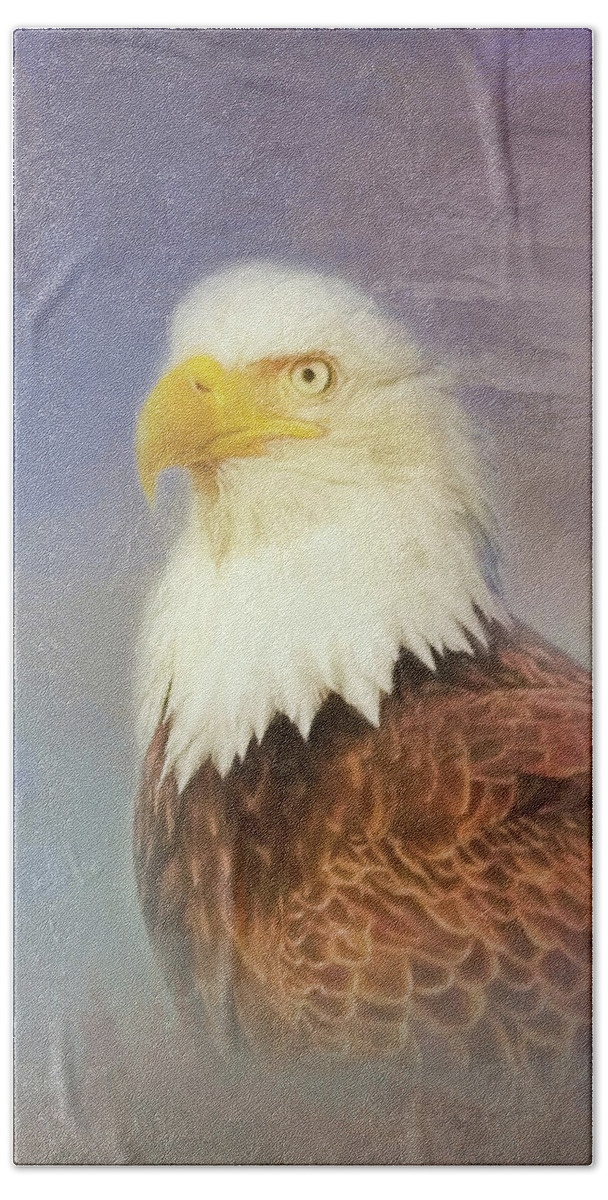 Bald Eagle Bath Towel featuring the painting American Eagle by Steven Richardson