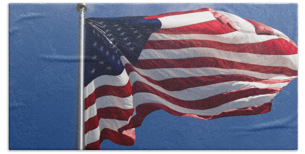 American Flag Hand Towel featuring the photograph American Flag by Tara Lynn
