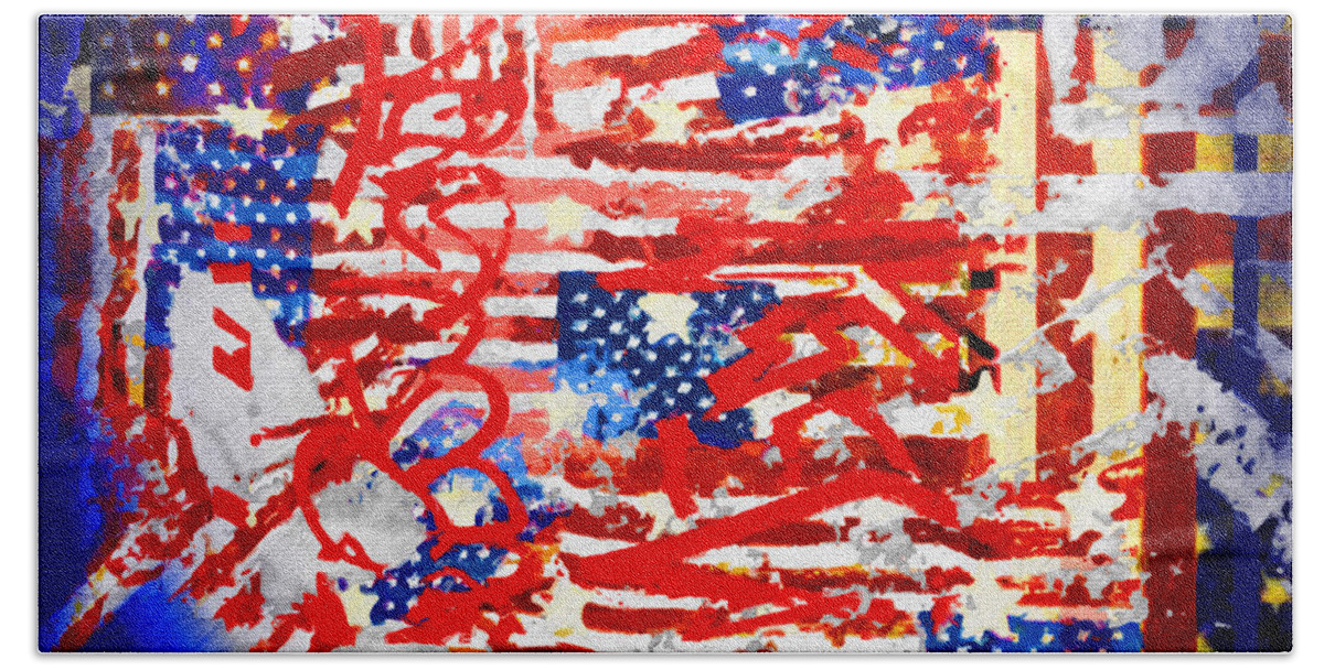 American Graffiti Bath Towel featuring the painting American Graffiti Presidential Election 1 by Tony Rubino
