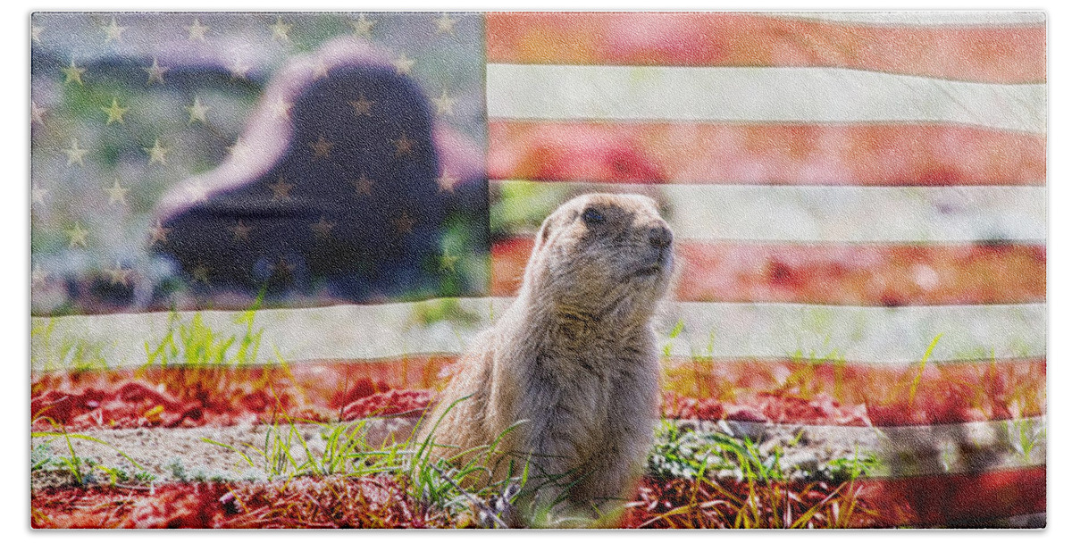 Prairie Dogs Hand Towel featuring the photograph American Prairie Dog by James BO Insogna