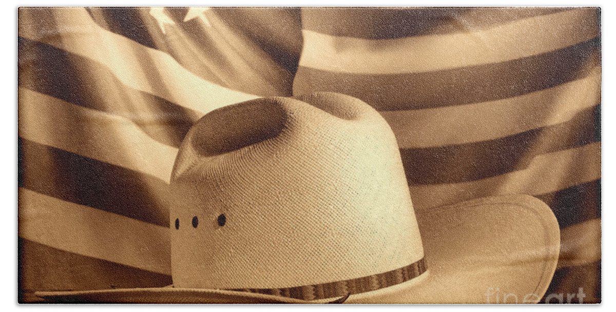 American Bath Towel featuring the photograph American Rodeo Cowboy Hat by American West Legend By Olivier Le Queinec