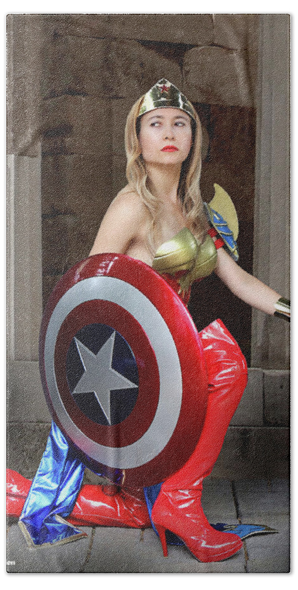 Captain America Bath Towel featuring the photograph American Shield by Jon Volden