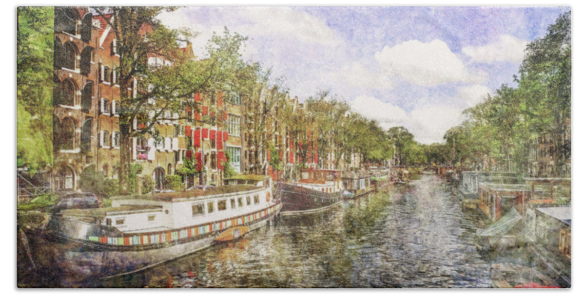 Color Hand Towel featuring the photograph Amsterdam Waterway by Alan Hausenflock
