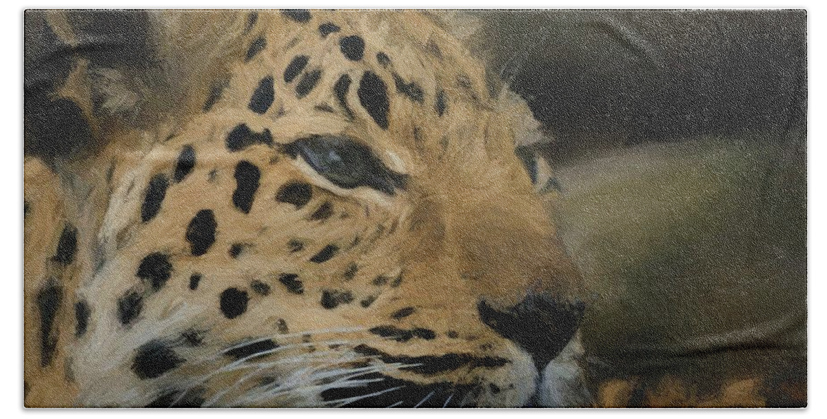 Animals Bath Towel featuring the digital art Amur Leopard DA by Ernest Echols