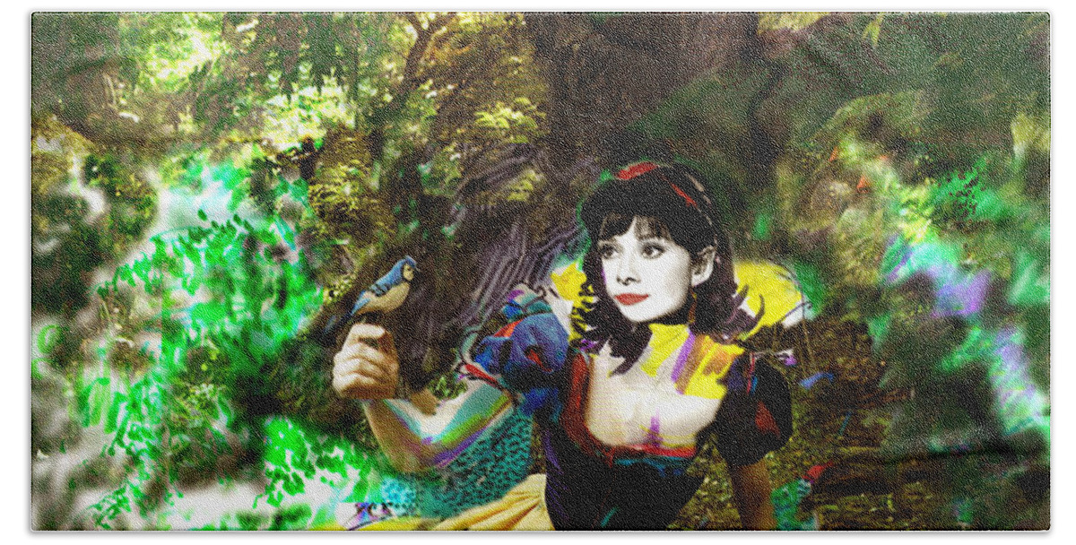 Snow White Hand Towel featuring the mixed media An Enchanted Moment by Seth Weaver