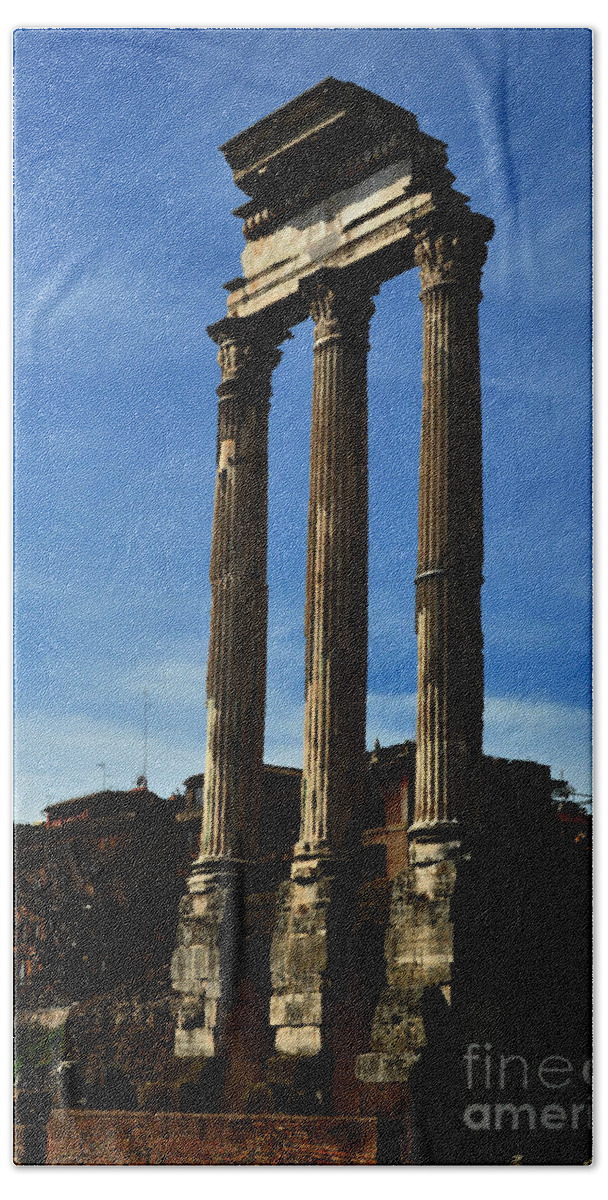 Column Bath Towel featuring the photograph Ancient Columns in Rome by Eric Liller