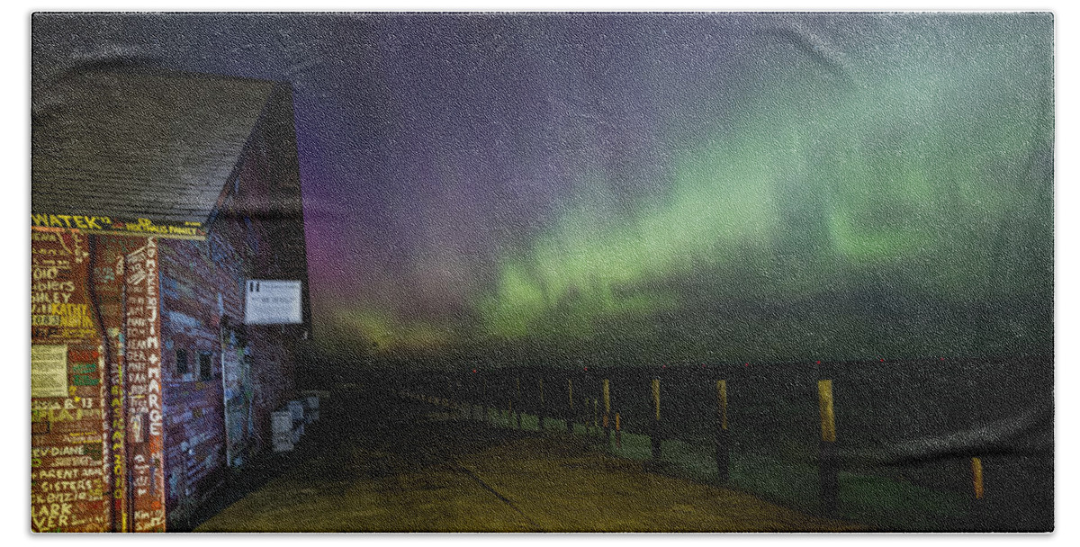 Aurora Hand Towel featuring the photograph Anderson Dock Aurora by Paul Schultz