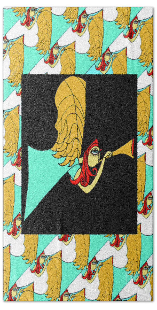 Angel Bath Towel featuring the digital art Angel Band And Tess by Genevieve Esson