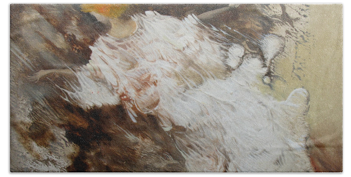 Angel Bath Towel featuring the painting Angel Flight. Monotype by Valentina Kondrashova