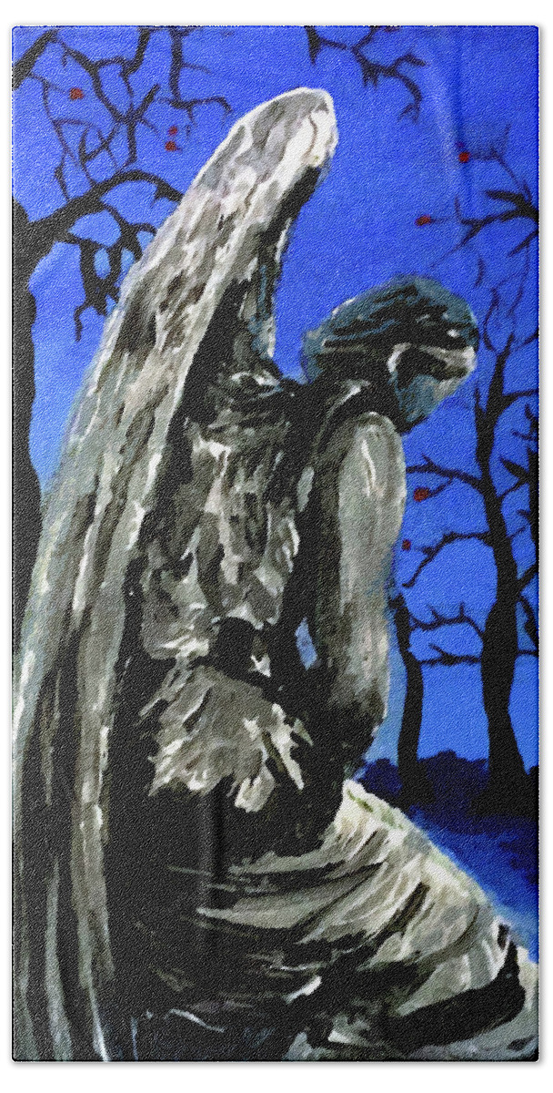 Angel Hand Towel featuring the painting Winter Angel by Frank Botello
