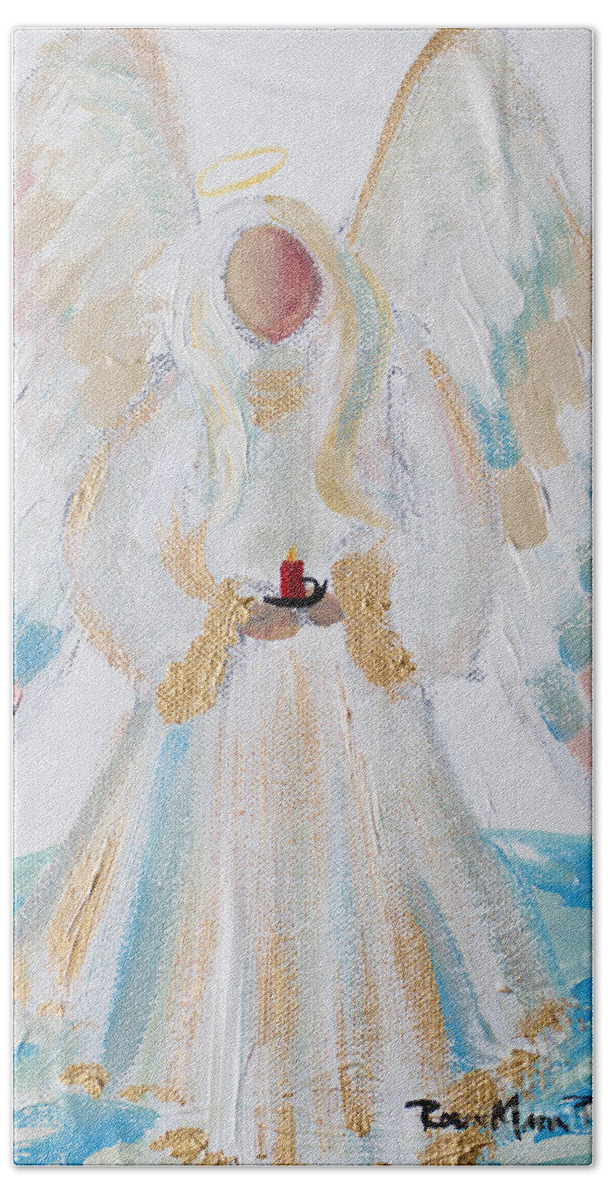 Angel Bath Towel featuring the painting Angel of Winter by Robin Pedrero