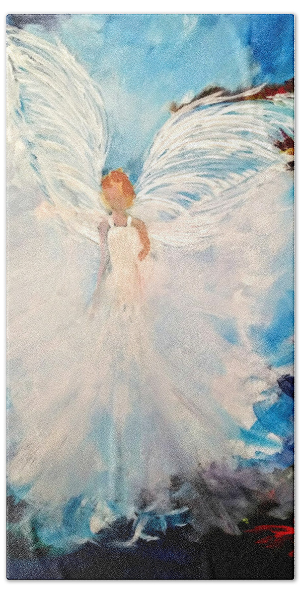 Death Bath Towel featuring the painting Angel of Hope by Gary Smith