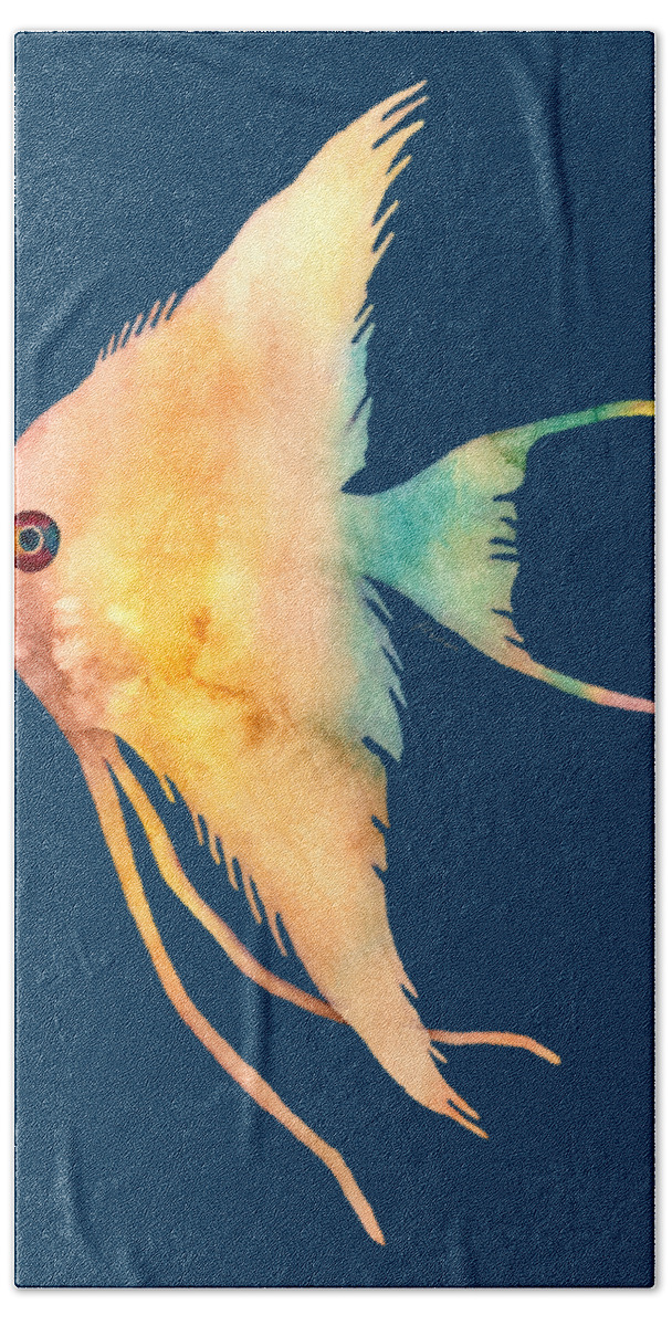 Fish Bath Towel featuring the painting Angelfish II - solid background by Hailey E Herrera