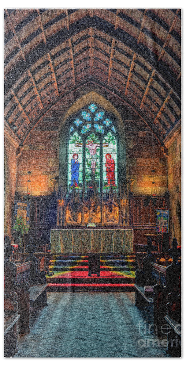 Church Hand Towel featuring the mixed media Angels Light by Ian Mitchell